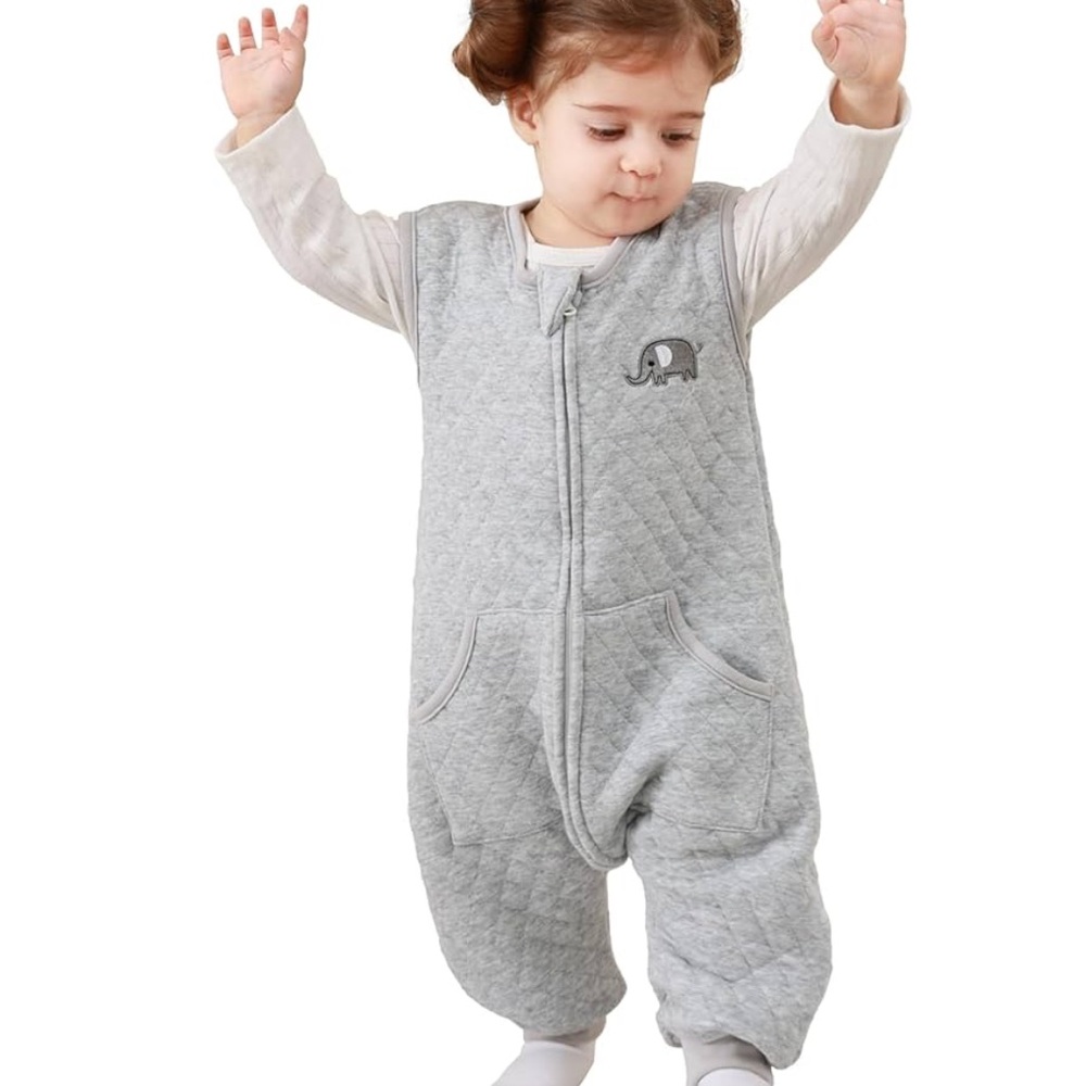 Quilted Gray Elephant sleep sack/pjs